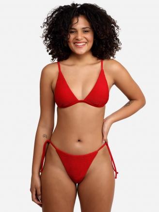 Scrunch Triangle Bikini In Red Free Society Free Society
