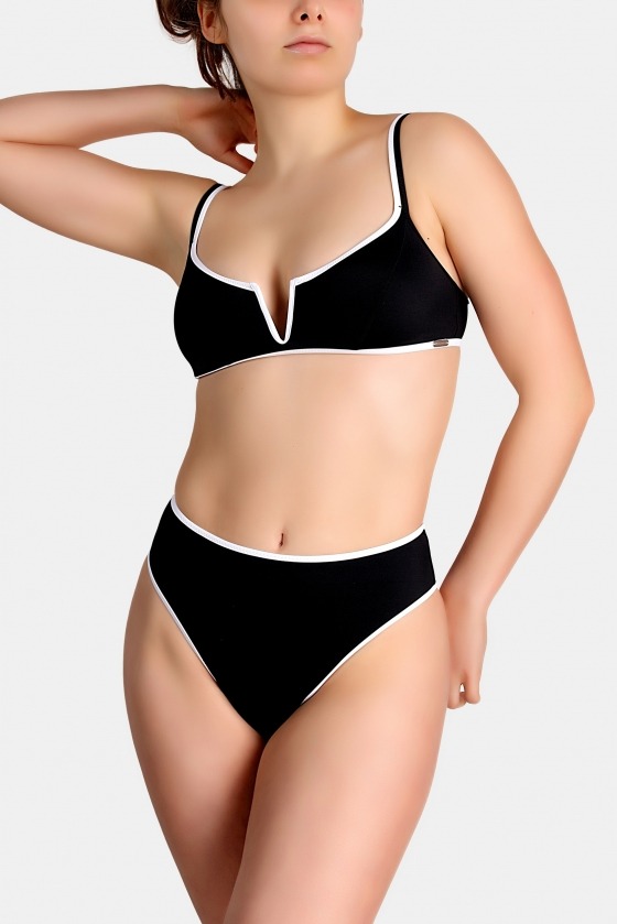 Contrast Piping V Wire Bikini In Black Free Society Free Society