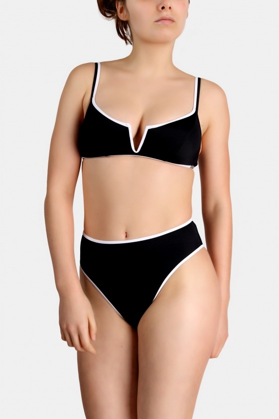 Contrast Piping V Wire Bikini In Black Free Society Free Society