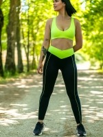 Free Society - Contrast Piping Leggings in Lime 1 Thumb