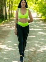 Free Society - Contrast Piping Leggings in Lime 2 Thumb