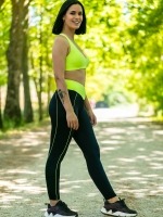 Free Society - Contrast Piping Leggings in Lime 3 Thumb