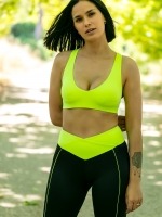 Free Society - V-neck Sport Bra in Lime 1 Thumb