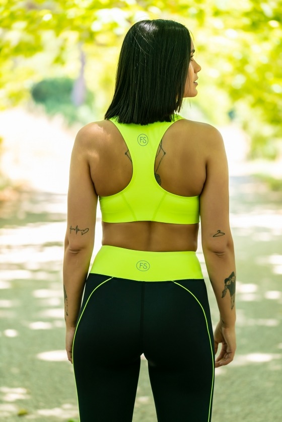 Free Society - V-neck Sport Bra in Lime 3