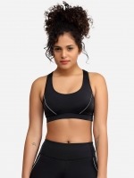Free Society - Contrast Piping Sport Bra in Black 3 Thumb