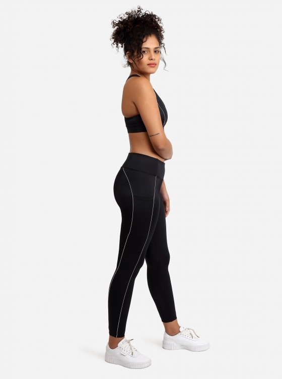 Free Society - Contrast Piping Leggings in Black 3