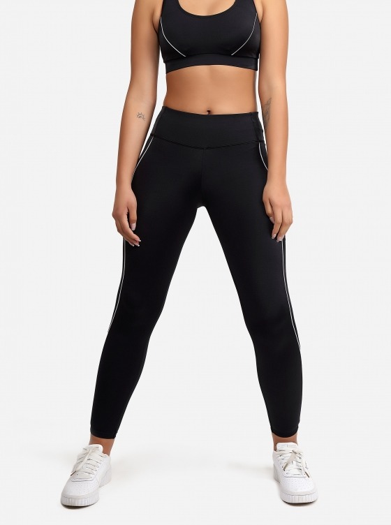 Free Society - Contrast Piping Leggings in Black 4