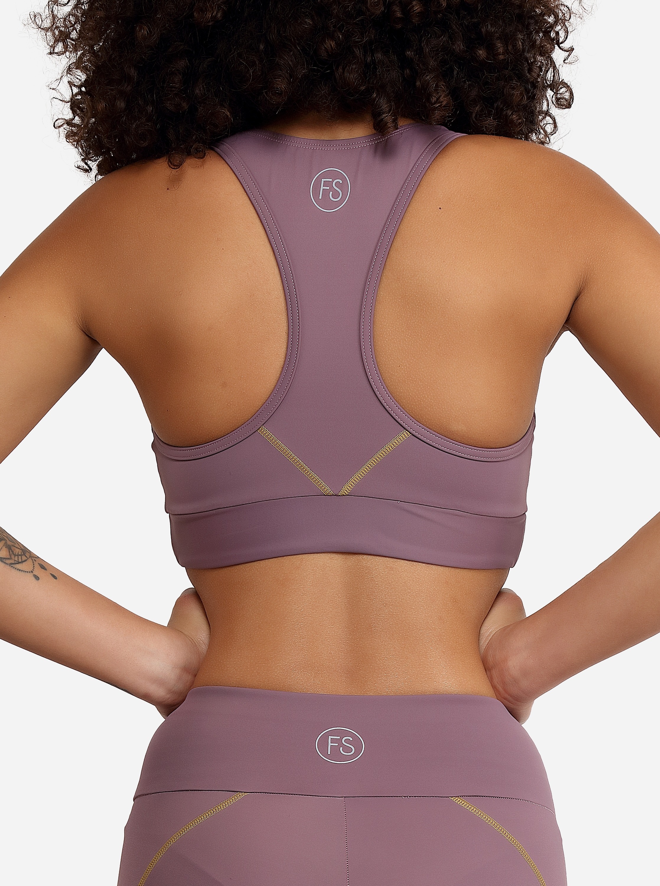 Free Society - Contrast Piping Sport Bra in Plum 4 Zoom Image