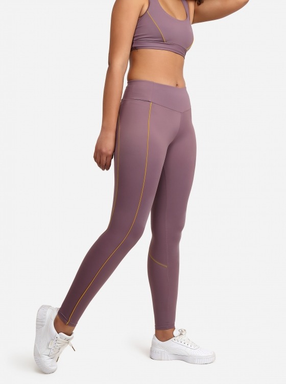 Free Society - Contrast Piping Leggings in Plum 3