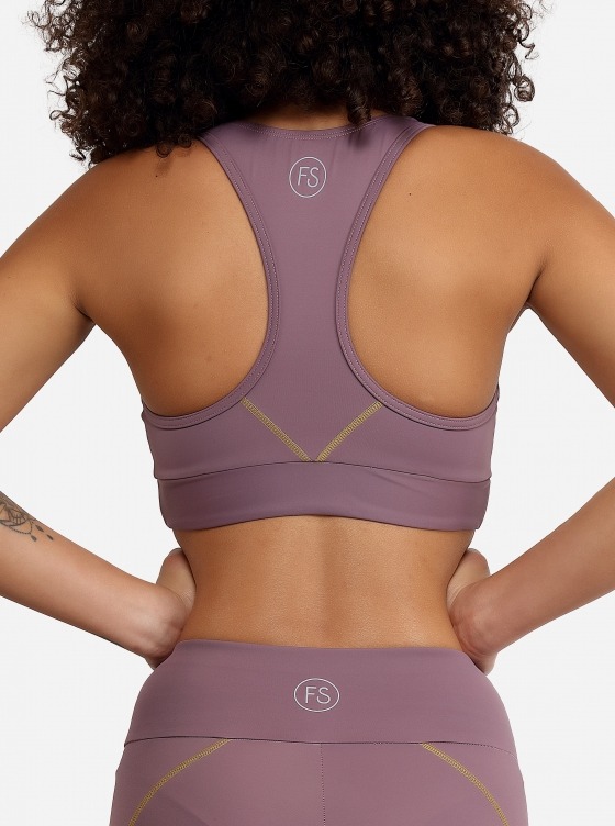 Free Society - Contrast Piping Sport Bra in Plum 4
