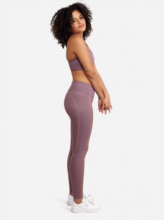 Free Society - Contrast Piping Leggings in Plum 4