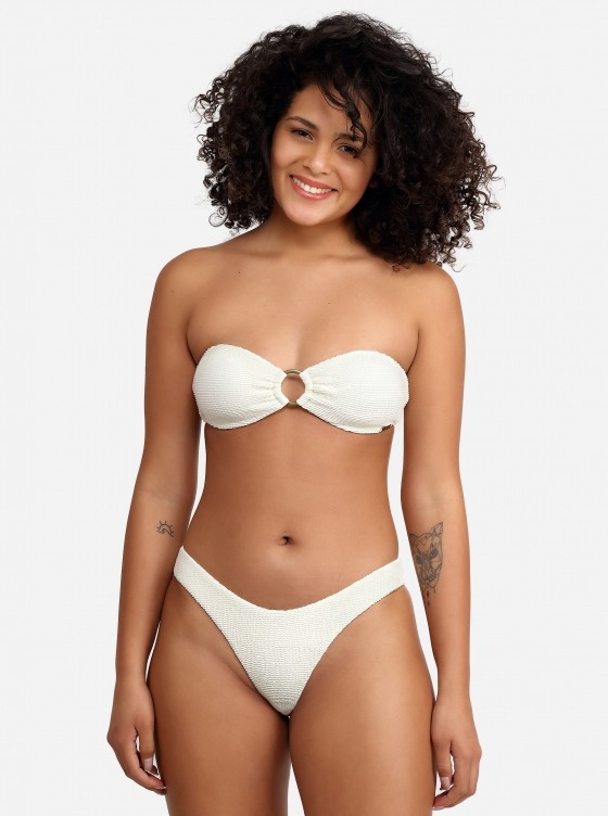 Scrunch Bandeau Bikini in Ivory