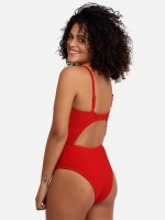 Free Society - Scrunch Cut Out Swimsuit in Red 3 Thumb