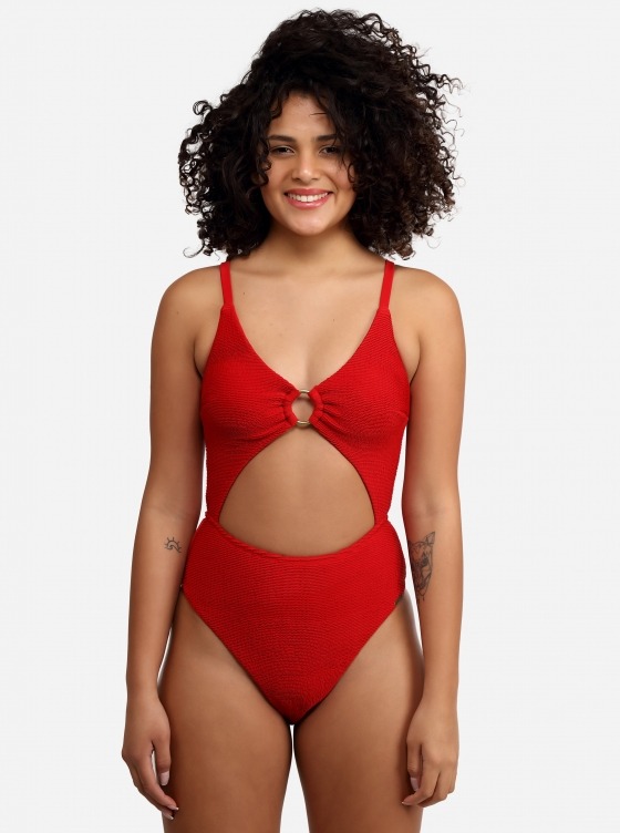 Red cut out swimsuit shop