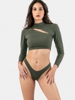 Free Society - Ava High Leg Bottom in Khaki 1 Thumb