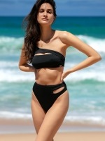 Free Society - One Shoulder Slash Bikini in Black 3 Thumb