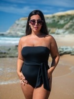 Free Society - Wrap Tie Bandeau Swimsuit in Black 3 Thumb