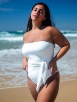 Free Society - Bandeau Wrap Tie Swimsuit in Off-white 2 Thumb