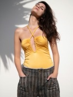 Free Society - Cut Out Rush Swimsuit in Gold		 5 Thumb