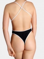 Free Society - Contrast Piping Square Neck Swimsuit in Black & White 3 Thumb
