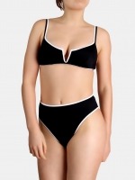Free Society - Contrast Piping V Wire Bikini in Black 4 Thumb