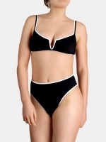 Free Society - Contrast Piping V Wire Bikini in Black 1 Thumb