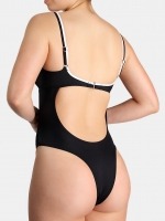 Free Society - Contrast Piping V Swimsuit in Black 3 Thumb