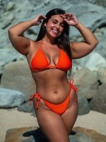 Free Society - Crinkle Multiway Triangle Bikini in Orange 2 Thumb