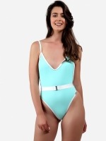 Free Society - Contrast Binding Belted Swimsuit 2 Thumb