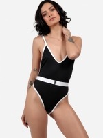 Free Society - Contrast Binding Belted Swimsuit  2 Thumb