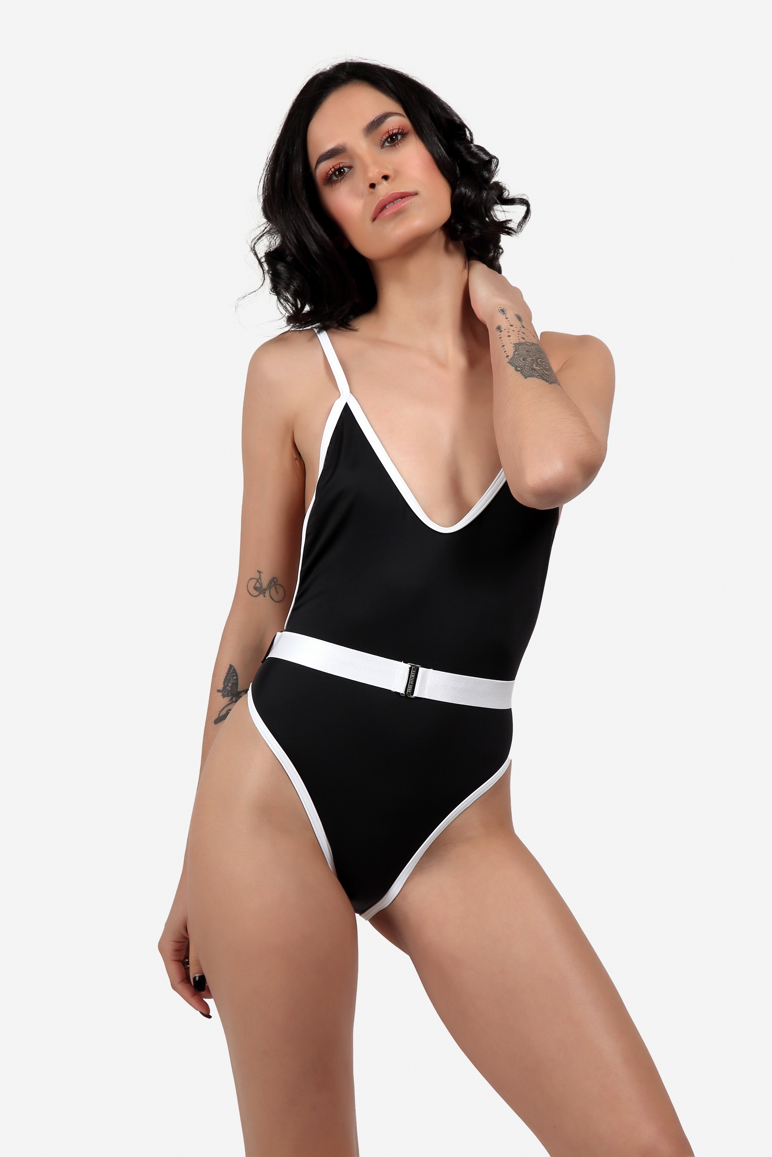 Free Society - Contrast Binding Belted Swimsuit  2 Imagem Zoom