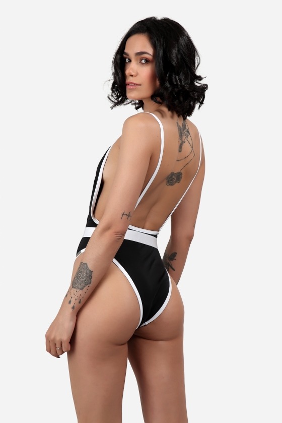 Free Society - Contrast Binding Belted Swimsuit  4