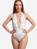 Free Society - Polka Dot Plunge Swimsuit 1 Thumb