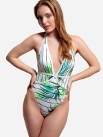 Free Society - White Palm Halter Swimsuit 2 Thumb