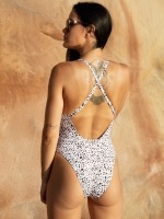 Free Society - White Leopard Plunge Swimsuit 5 Thumb